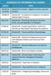 Training in Adoption Competency Dates 2018